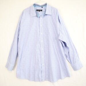 Synrgy Shirt Mens 3XL Business Casual Button Up Blue Paisley Striped Long Sleeve